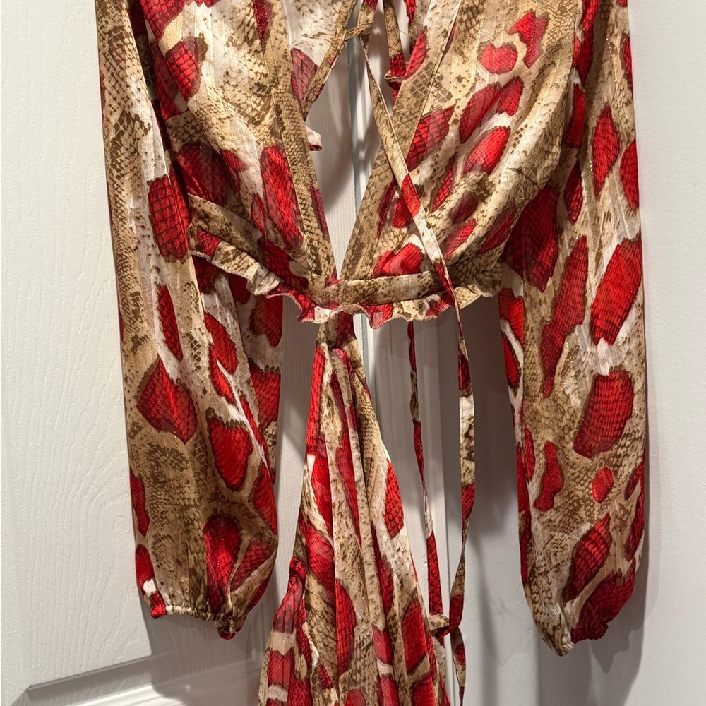 Red and Brown Snake Print Blouse